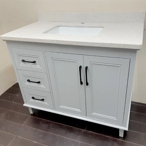 42" European Style Gray Vanity with Stone Top | Floors & Baths Pro's