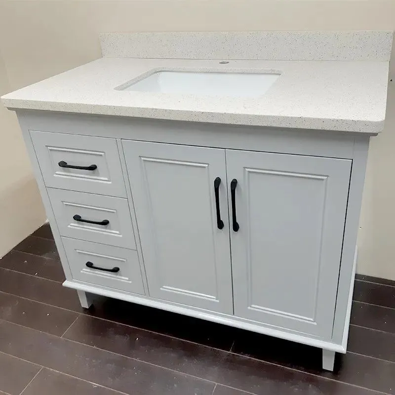 42" European Style Gray Vanity with Stone Top