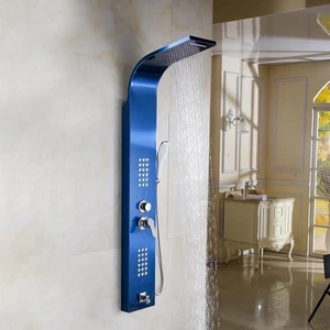 Multi-Function Stainless Steel Shower System with Hand Shower (Blue) | Floors & Baths Pro's