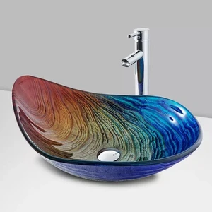 Gradient Color Scheme Glass Vessel Sink Basin | Floors & Baths Pro's