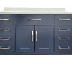 54" Solid Wood Blue Vanity with Stone Top | Floors & Baths Pro's