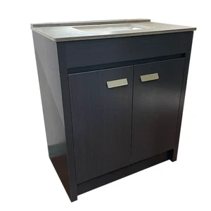 30" Black Multi-Layer Plywood Vanity with Stone Top | Floors & Baths Pro's