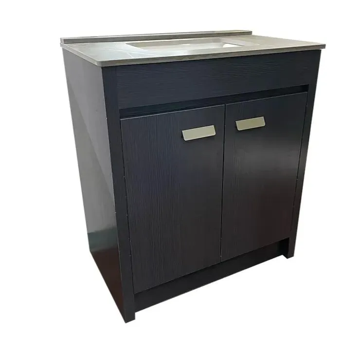 30" Black Multi-Layer Plywood Vanity with Stone Top