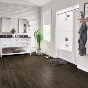 Image 2 of Bruce Dark Brown 5" Oak Engineered Hardwood Flooring sold at Floors & Baths Pro's