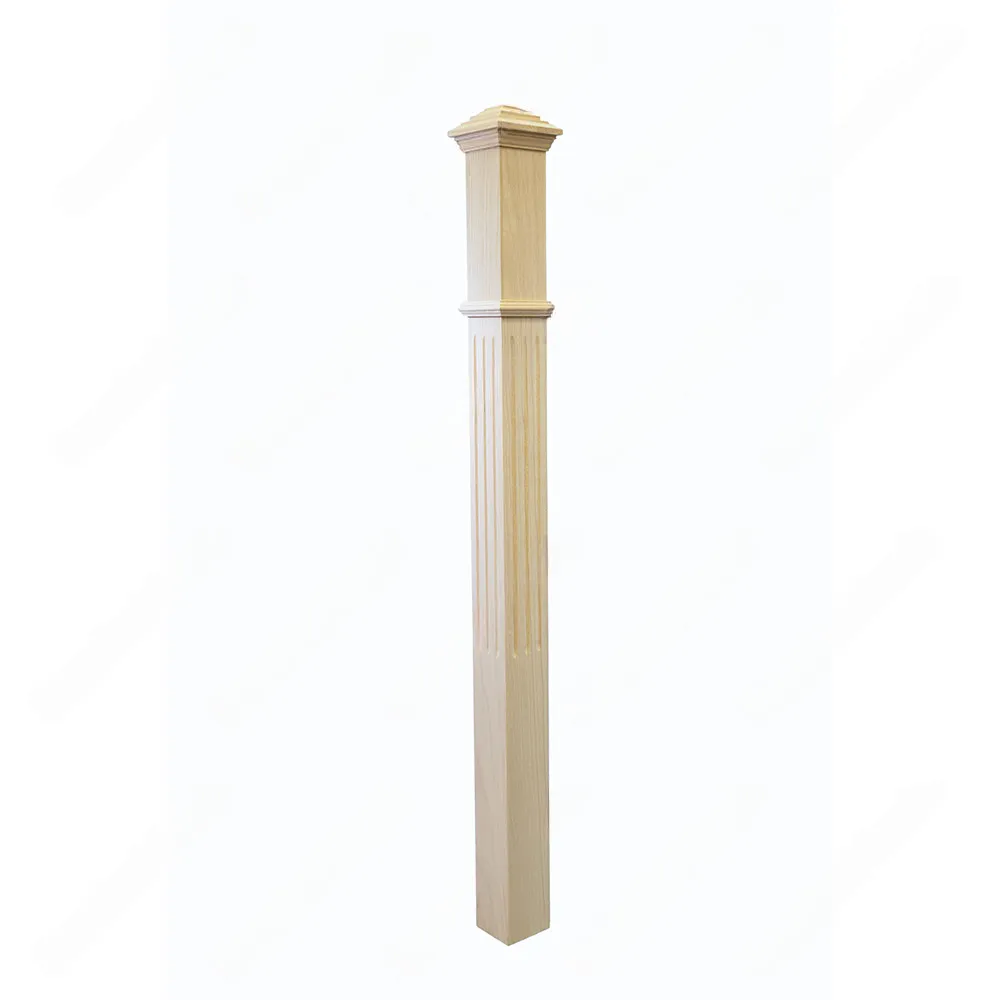 PF101 F1 Fluted 3, 3-1/2, 4, 4-3/4 Unfinished Red Oak Square stair Post