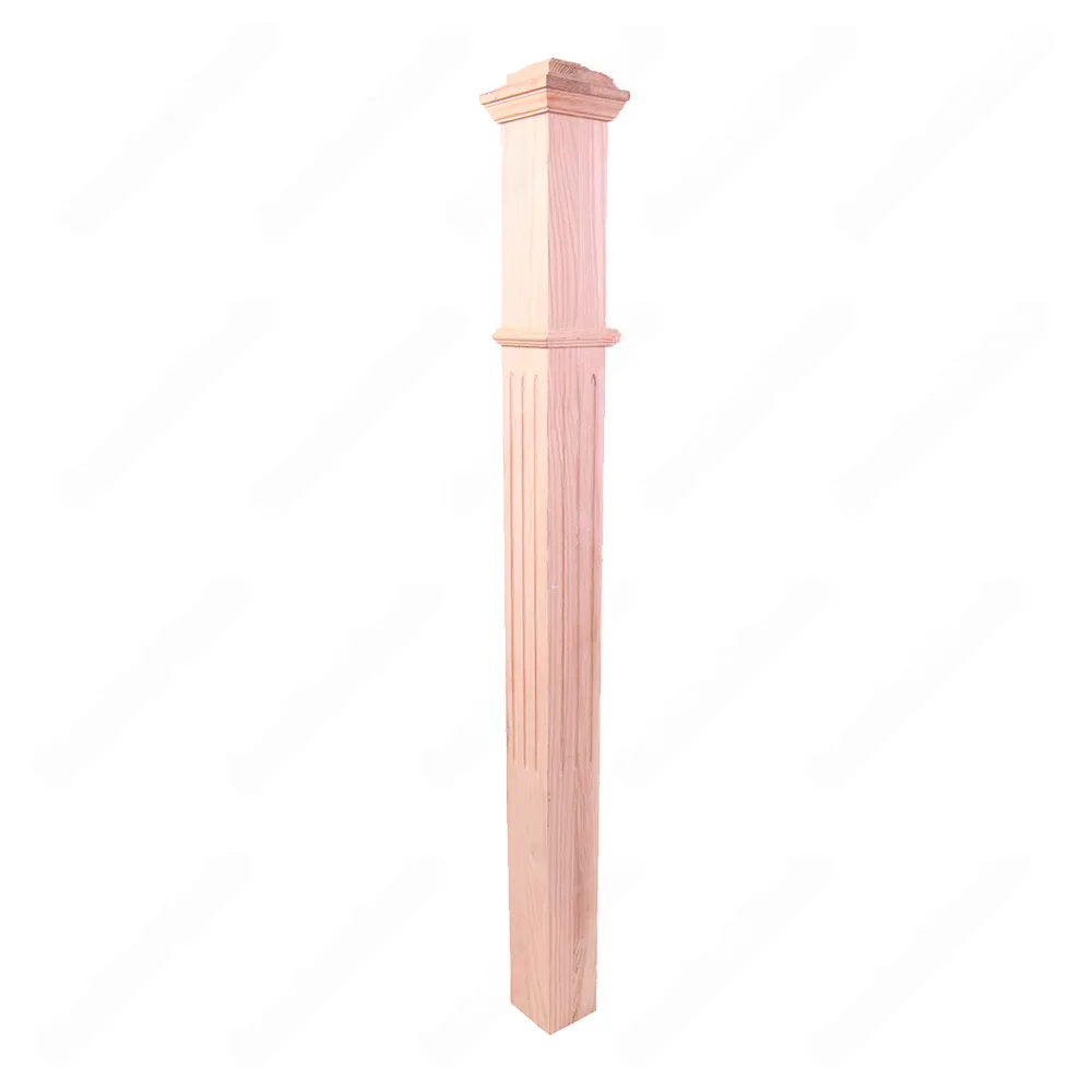 PF101 F1 Fluted 3, 3-1/2, 4, 4-3/4 Unfinished Red Oak Square stair Post