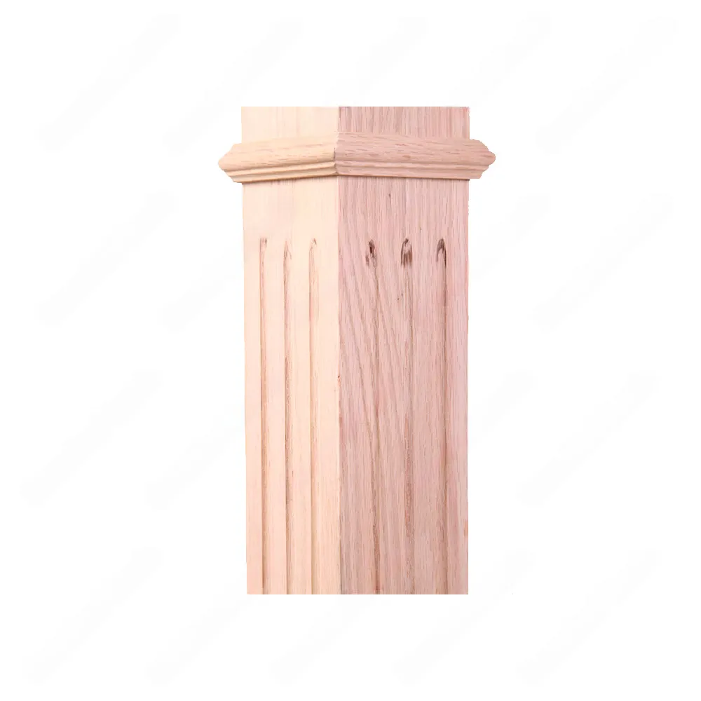 PF101 F1 Fluted 3, 3-1/2, 4, 4-3/4 Unfinished Red Oak Square stair Post