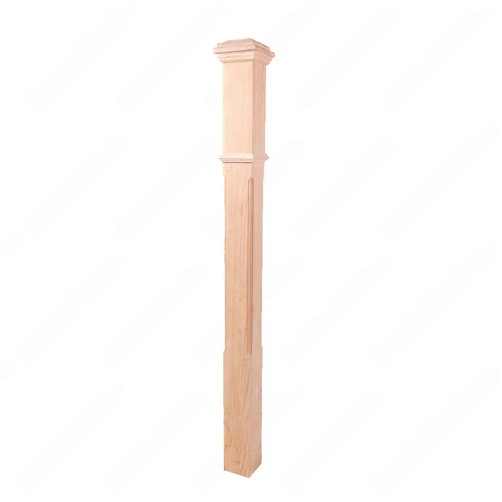PF102 F2 Chamfered 3, 3-1/2 Unfinished Red Oak Square stair Post