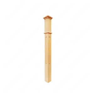 Image 2 of PF107 F7 Fluted 3, 3-1/2,4 Unfinished Red Oak Square stair Post sold at Floors & Baths Pro's