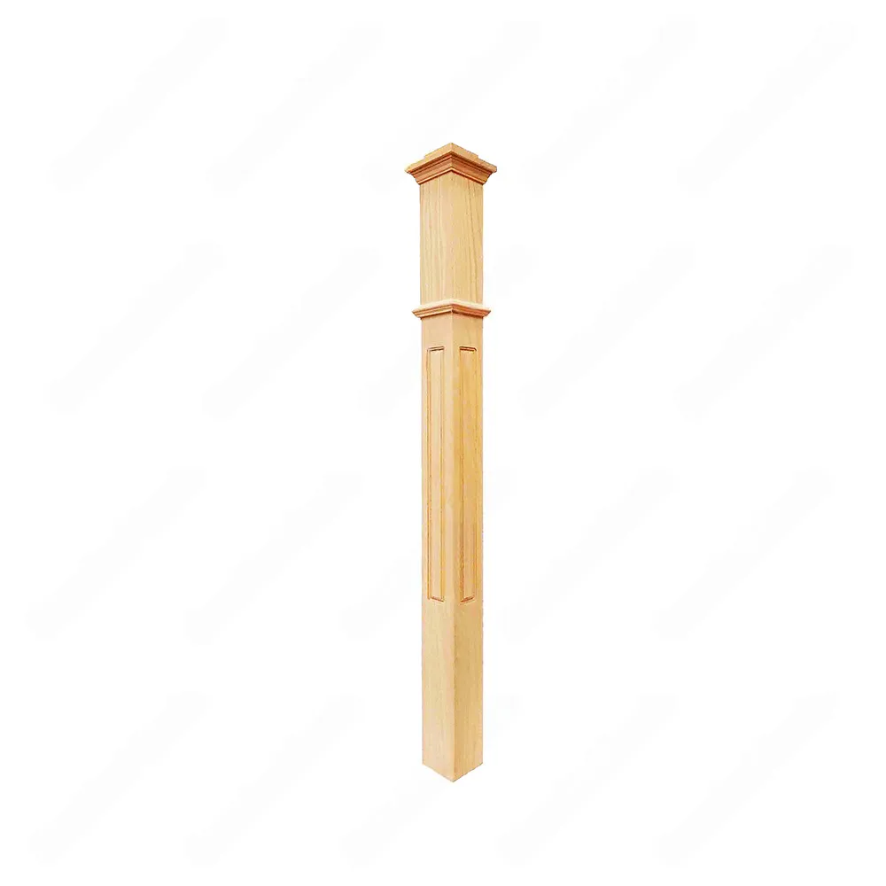 PF107 F7 Fluted 3, 3-1/2,4 Unfinished Red Oak Square stair Post