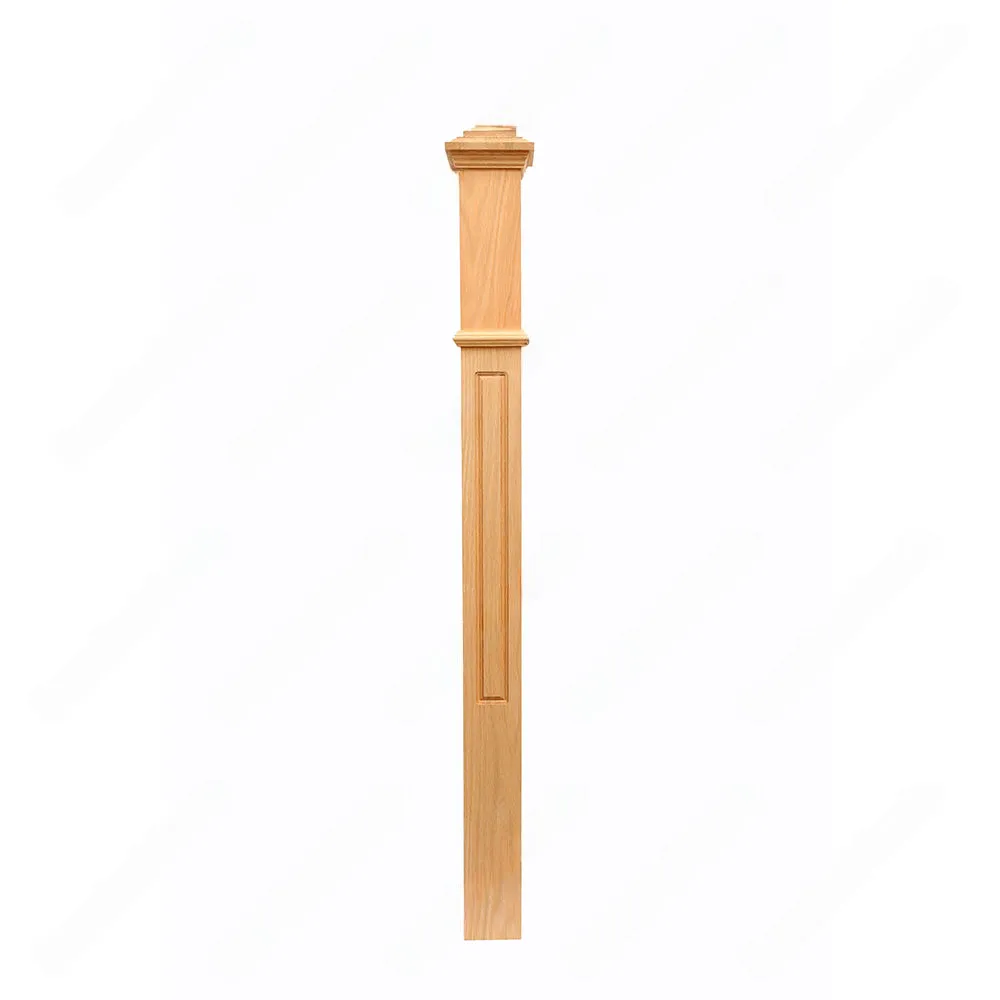 PF107 F7 Fluted 3, 3-1/2,4 Unfinished Red Oak Square stair Post