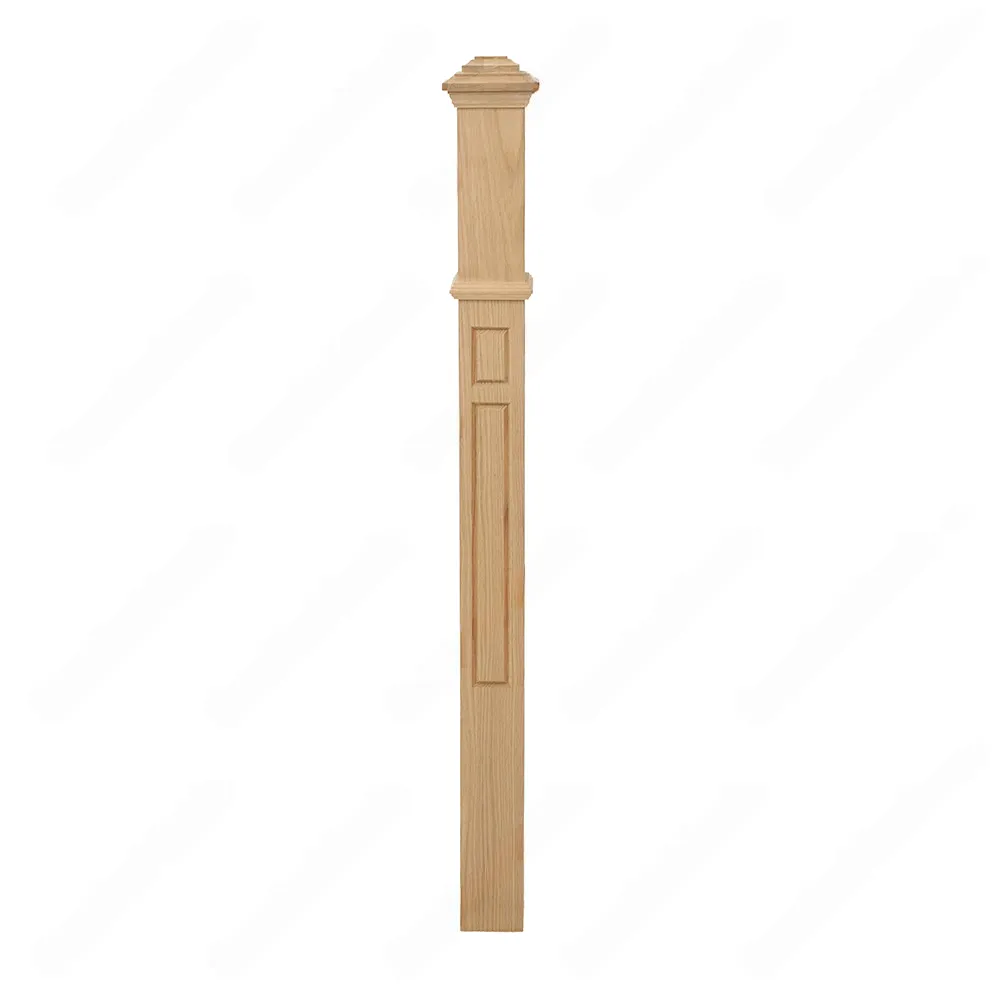 PF108 F8 Fluted 3, 3-1/2 Unfinished Red Oak Square stair Post