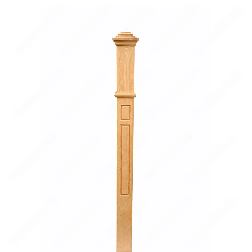 PF108 F8 Fluted 3, 3-1/2 Unfinished Red Oak Square stair Post