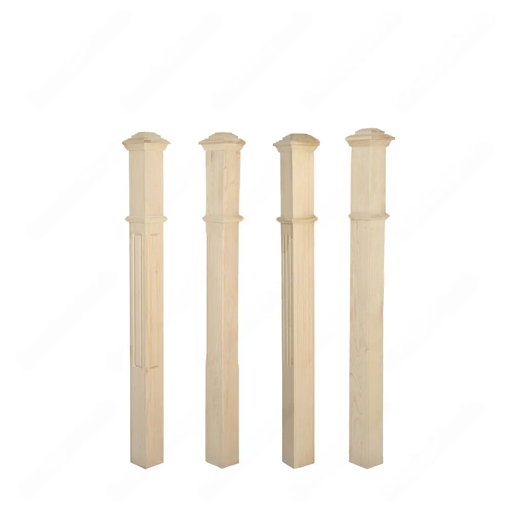 PF207 F7 Embosed 3 1/2*48 Unfinished Maple Stair Post