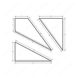  Unfinished Set of Triangle & Rhombus Square Edge Right Turn Red Oak Stair Treads 