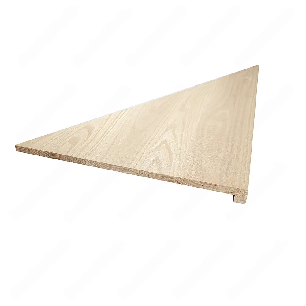 Unfinished Set of Triangle & Rhombus Square Edge Right Turn Red Oak Stair Treads
