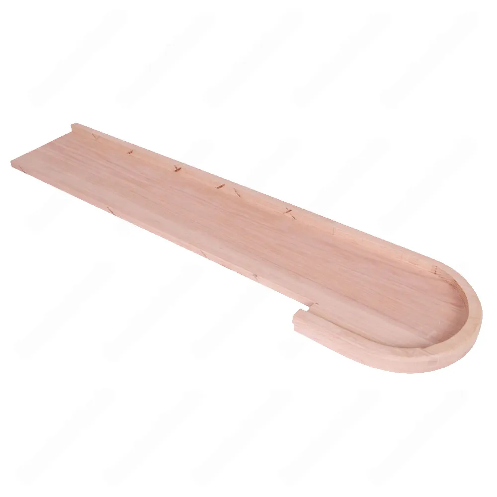 Unfinished Pie Shaped Square Edge Open Right Red Oak Stair Tread