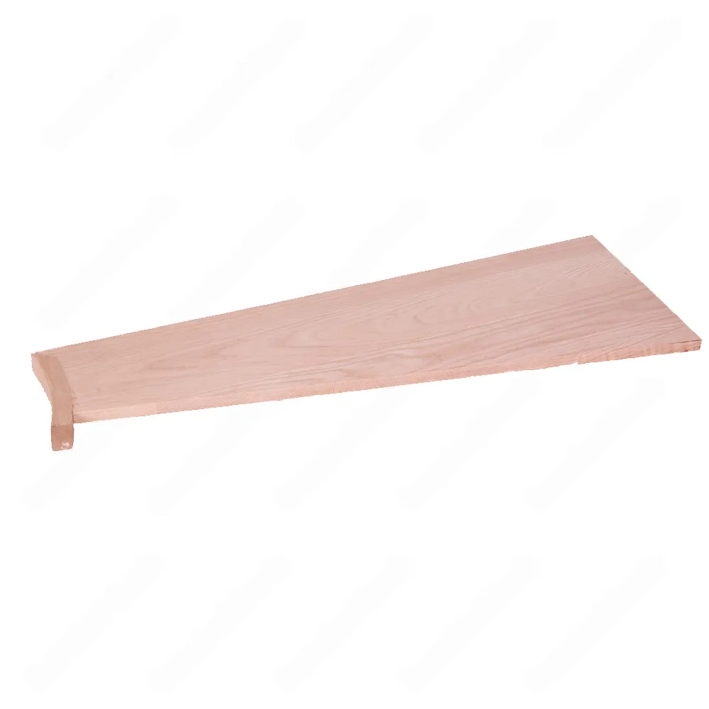 Unfinished Pie Shaped Square Edge Open Right Red Oak Stair Tread