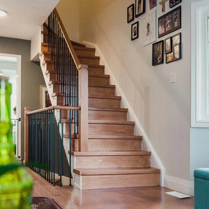 Image 3 of 36", 42", 48" Open Left Unfinished Square Edge Maple Stair Treads sold at Floors & Baths Pro's