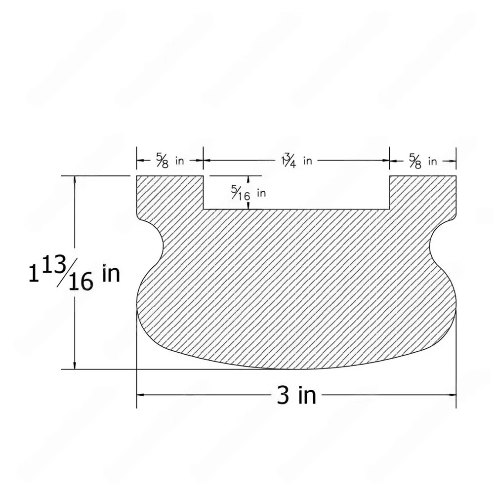 H101 HC 2 1/2*2 7/8 1 3/4 Grooved Handrail Red Oak