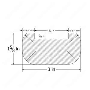  2" H101 HE 3*1 5/8 1-3/4Grooved Handrail Red Oak 