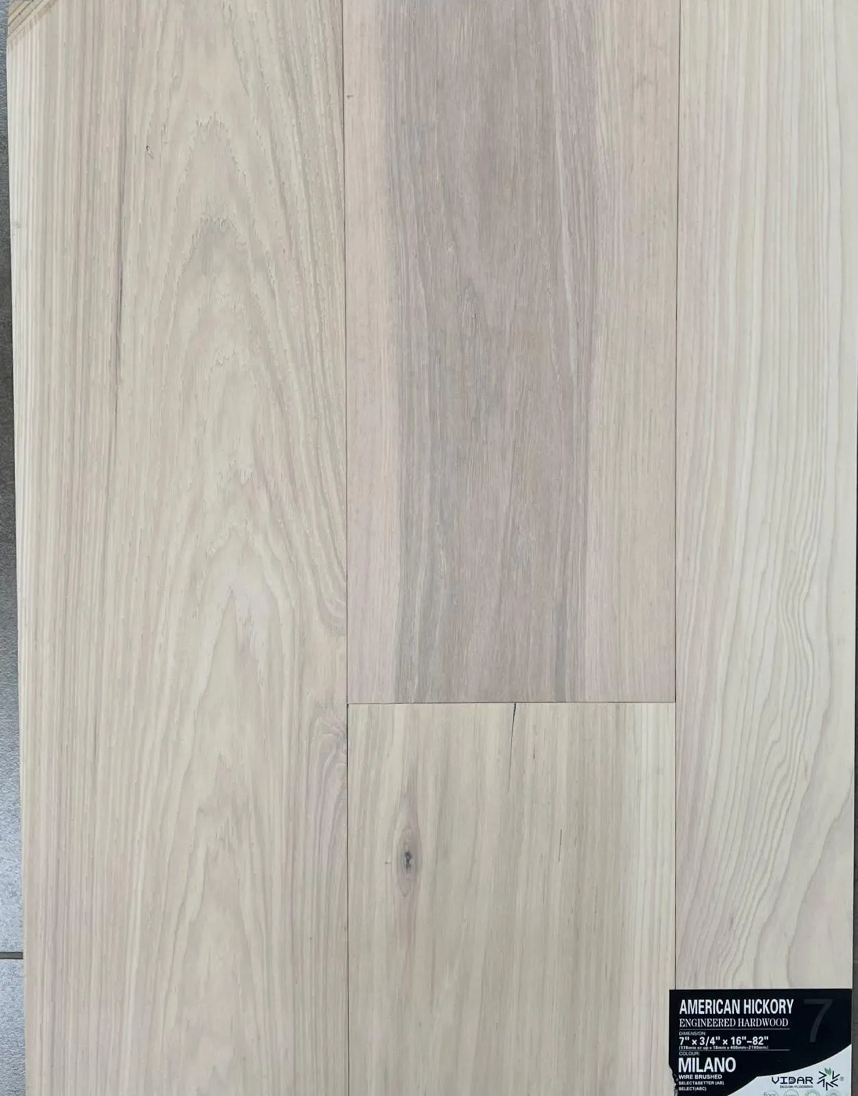 8" x 3/4" Milano - ABC Grade Engineered American Hickory Collection Hardwood Flooring