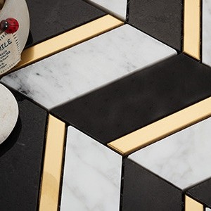 backsplash mosaic tiles Aerial Black and Carrara Marble, Metal Marble Finish Random Tile | Neshada | Floors & Baths Pro's