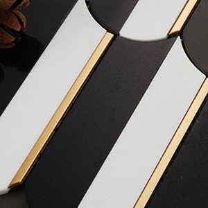 backsplash mosaic tiles Aerial Elongated Black and White Marble, Metal Marble Finish Random Tile | Neshada | Floors & Baths Pro's