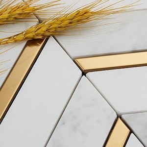backsplash mosaic tiles Aerial White and Carrara Marble, Metal Marble Finish Random Tile | Neshada | Floors & Baths Pro's