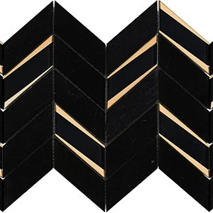  Marble Finish Jayna Black Glass, Marble, Metal Marble Finish Random Tile | Neshada 