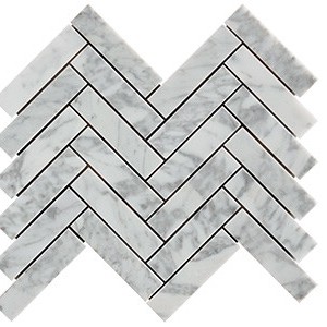 backsplash mosaic tiles Carrara Herringbone Marble Marble Finish 1" X 4" Subway Tile | Neshada | Floors & Baths Pro's