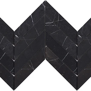  Marble Finish Nero Marquina Chevron Marble Marble Finish 2" X 8" Subway Tile | Neshada 