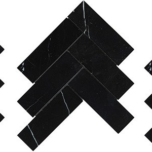 backsplash mosaic tiles Nero Marquina Herringbone Marble Marble Finish 2" X 6" Subway Tile | Neshada | Floors & Baths Pro's
