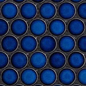 Penny Penny Round Blue Porcelain Crystal Glazed, Matte, Polished 1" Tile | Neshada