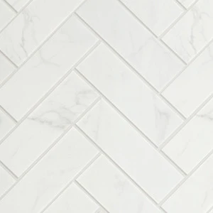 Statuario Herringbone Porcelain Polished, Matte 2" X 6" Tile | Neshada | Floors & Baths Pro's