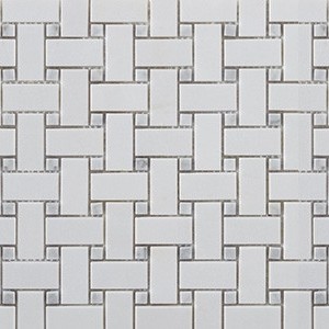 backsplash mosaic tiles Thassos Basketweave w/Light Dot Marble Marble Finish Random Tile | Neshada | Floors & Baths Pro's