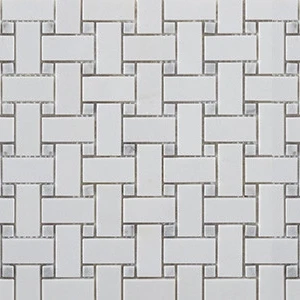  8" X 12", 9" Thassos Basketweave w/Light Dot Marble Marble Finish Random Tile | Neshada 