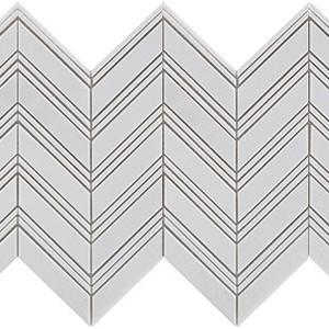 backsplash mosaic tiles Thassos Chevron w/White Trim Marble Marble Finish Random Tile | Neshada | Floors & Baths Pro's