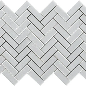 Thassos Herringbone Marble Marble Finish 1" X 3", 2" X 6" Tile | Neshada | Floors & Baths Pro's