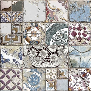  Thassos Collection, 44" Deco Chex Handmade 12x24 Semi Polished Ceramic Tile | Global Surfaces 