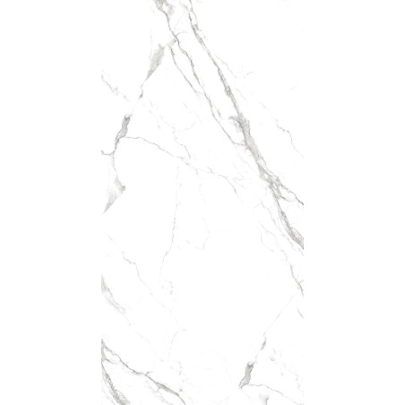  Rambla Series, 44" Statuario Spider Bookmatch 32x64 Polished Porcelain Tile | Global Surfaces 