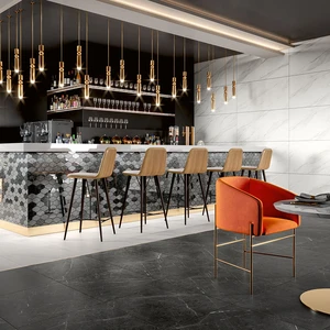 Image 3 of Peak Floor & Wall Tile: Absolut Black | Statuario White Collection sold at Floors & Baths Pro's