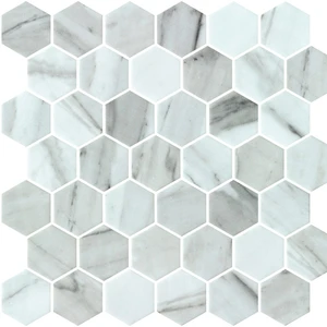  Penny Mosaic Thassos Mosaic Tile: Hex Xl + Penny Collection 