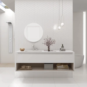 Image 3 of White Chevron Floor & Tile: Pearl Wall Collection sold at Floors & Baths Pro's