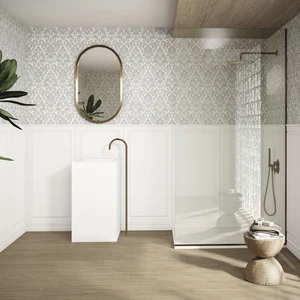 Image 2 of Bianco Moldura Floor & Wall Tile: Bellagio Collection sold at Floors & Baths Pro's