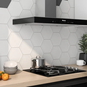 Image 2 of White/Snow Floor & Wall Tile: Matte Hex Collection sold at Floors & Baths Pro's