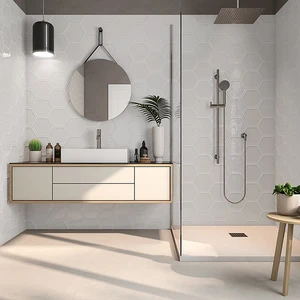 Image 3 of White/Snow Floor & Wall Tile: Matte Hex Collection sold at Floors & Baths Pro's