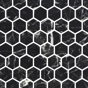  Penny Round Mosaic Nero Marquina Mosaic & Tile: Ecostones Collection 