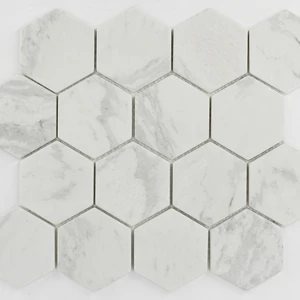  Soft Honed Hex No:2 Mosaic Tile: Enameled Glass Collection 