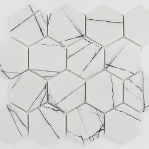 backsplash mosaic tiles Hex No:9 Mosaic Tile: Enameled Glass Collection | Floors & Baths Pro's